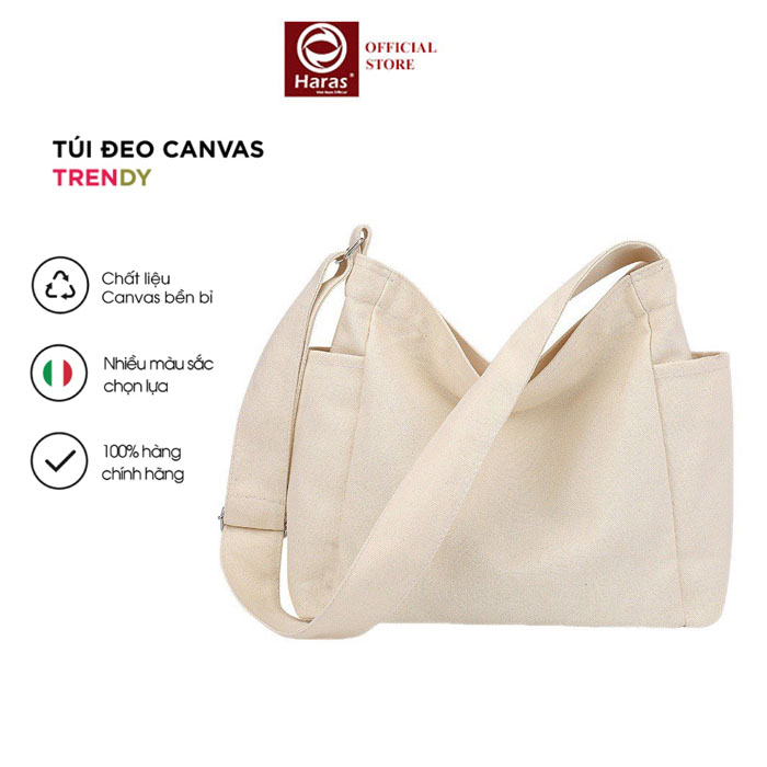 Túi đeo chéo canvas thời trang hàn quốc haras hr301