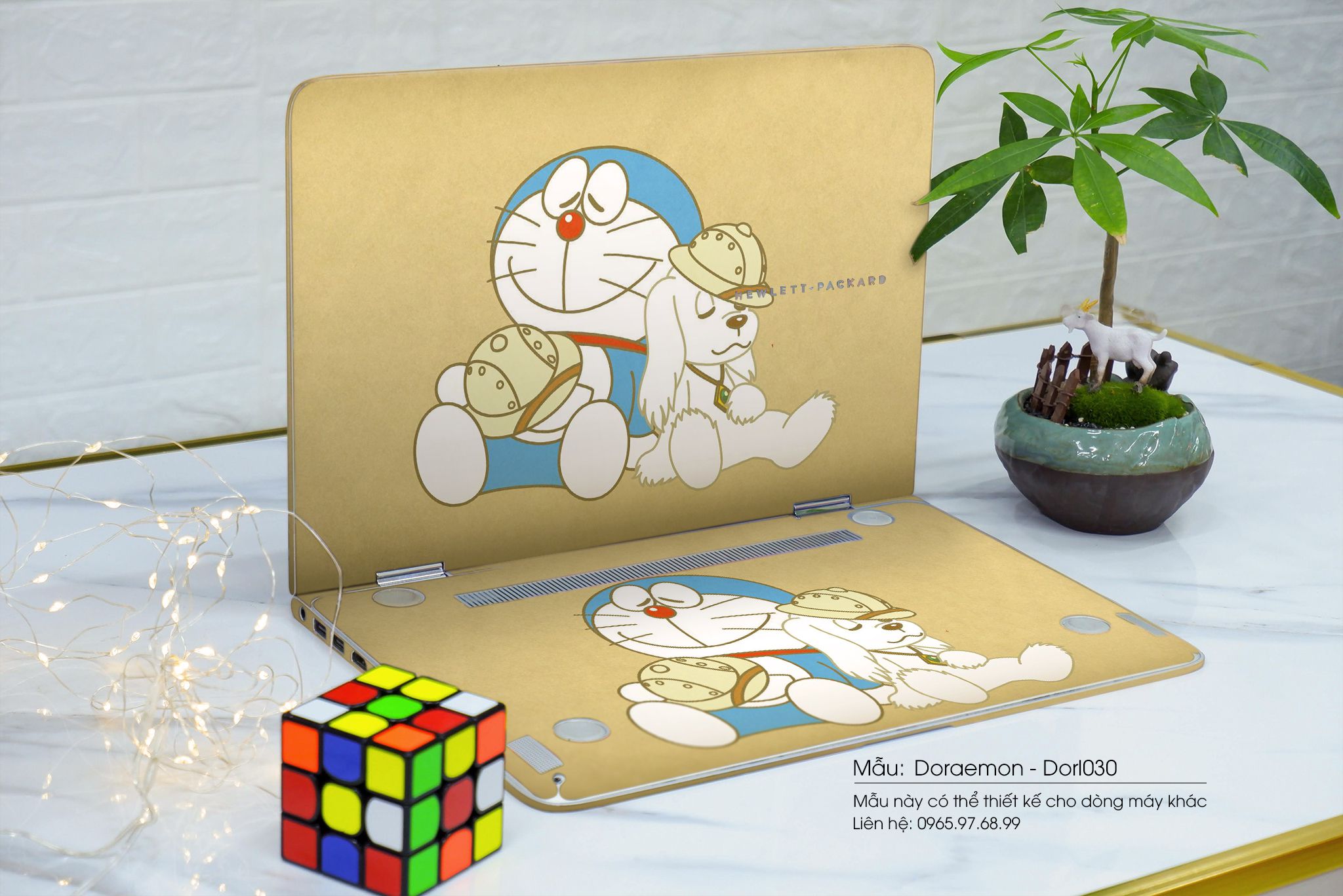 Decal Skin dán Macbook, laptop mẫu Doraemon (inbox mã máy cho shop)