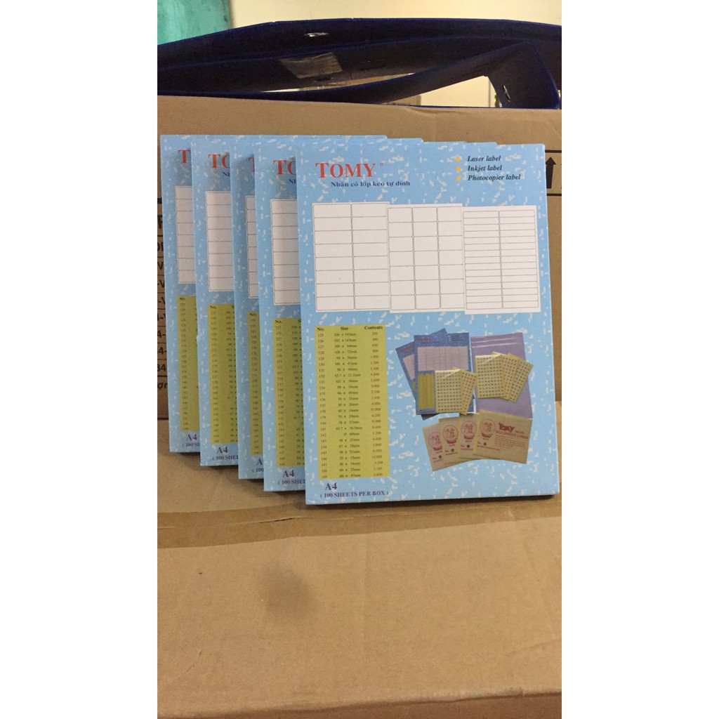 Nhãn dán ToMy A4 đủ mã(từ 130-149)