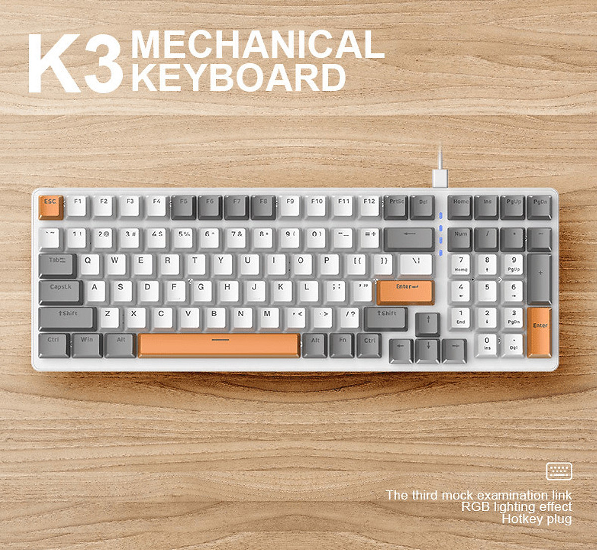 Bàn phím cơ cao cấp k3 premium gaming nhiều chế độ led cực đẹp, trục cơ học red switch dùng cho máy tính, laptop