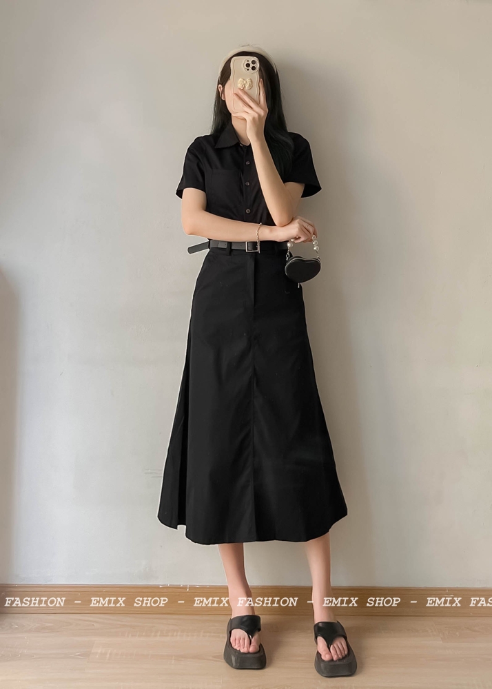 Chân váy xếp li dài vải thô | Shopee Việt Nam