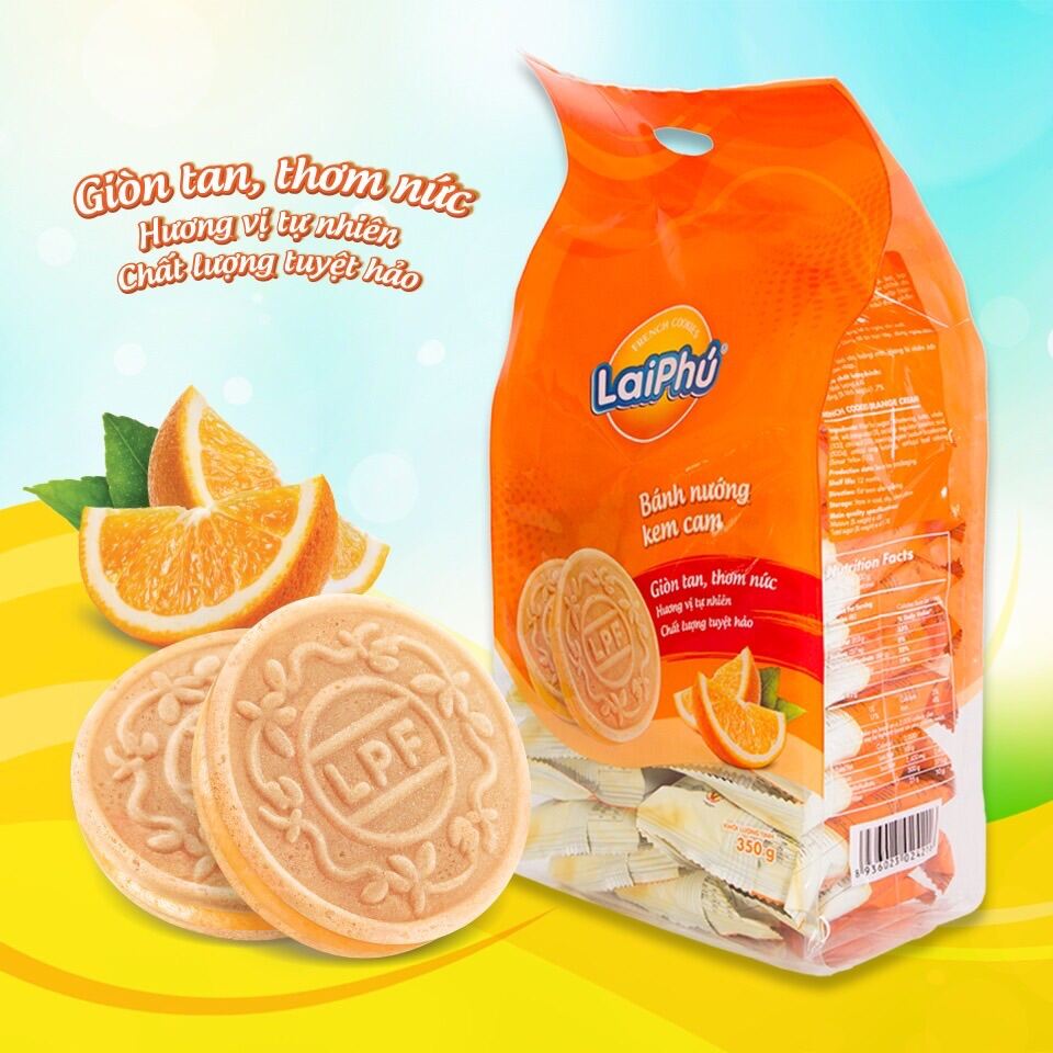 BÁNH XỐP KEM LAI PHÚ 350 GRM ( CAM/ SẦU/ MÔN) G