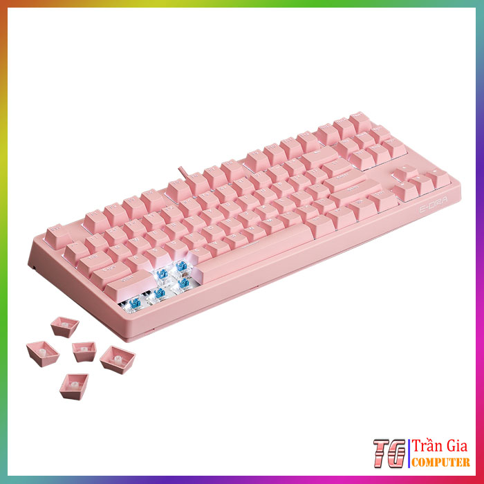 Bàn Phím Cơ E-dra Ek387w | Top bán chạy Lazada Shopee Sendo Tiki 62 Bàn phím cơ E-DRA EK387 DREAM PINK (Huano Switch)