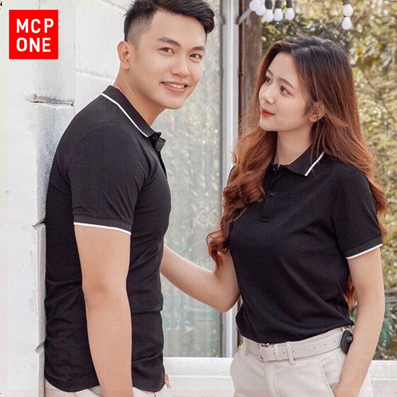 Áo phông nam cổ bẻ ngắn tay phối viền cao cấp : Kiểu dáng Hàn Quốc chất liệu cotton , co giãn 4 chiều - MCPONE