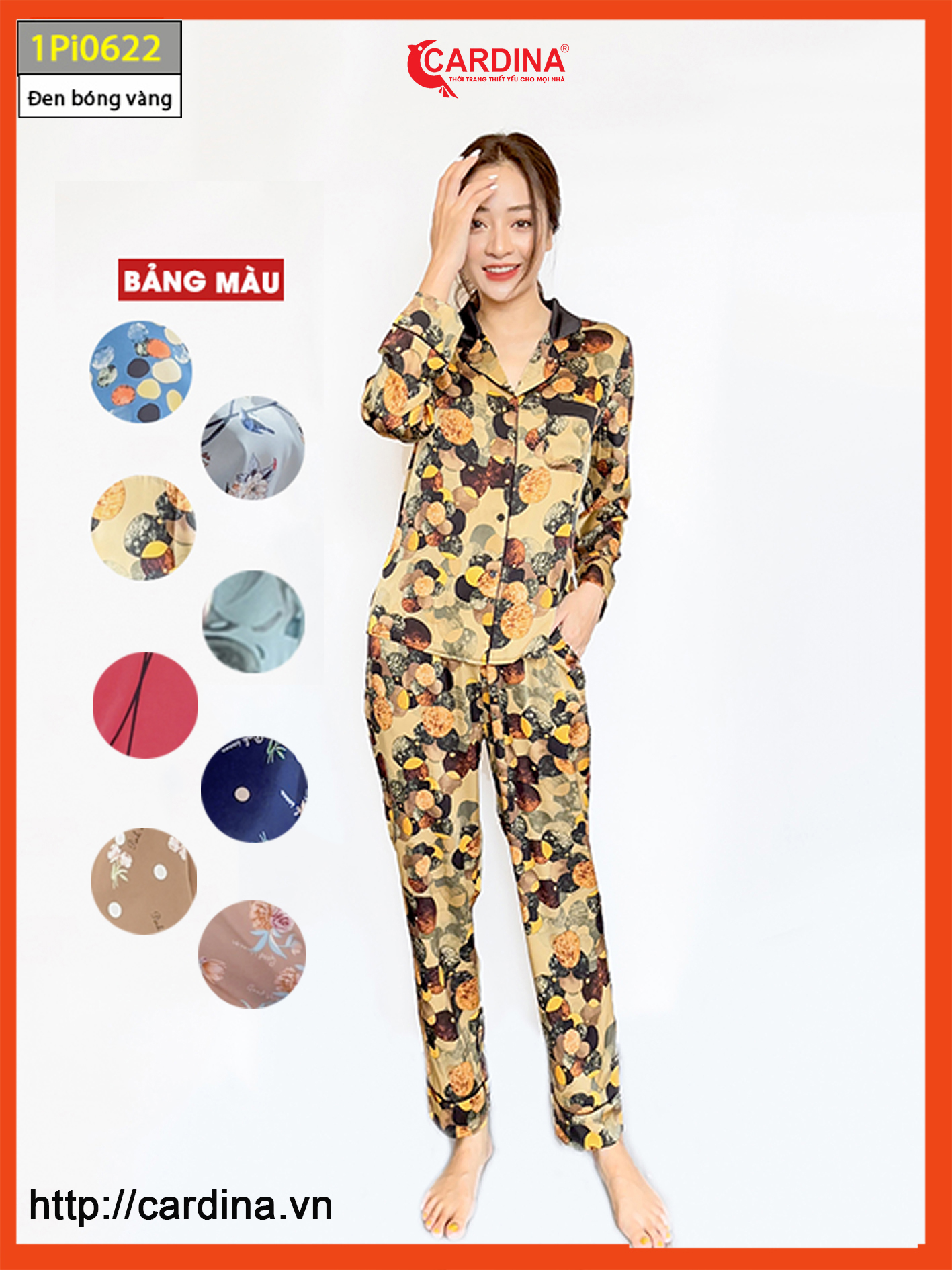 Đồ Bộ Nữ CARDINA Pijama Chất Lụa Satin Nhật Cao Cấp Áo Dài Tay Quần Dài