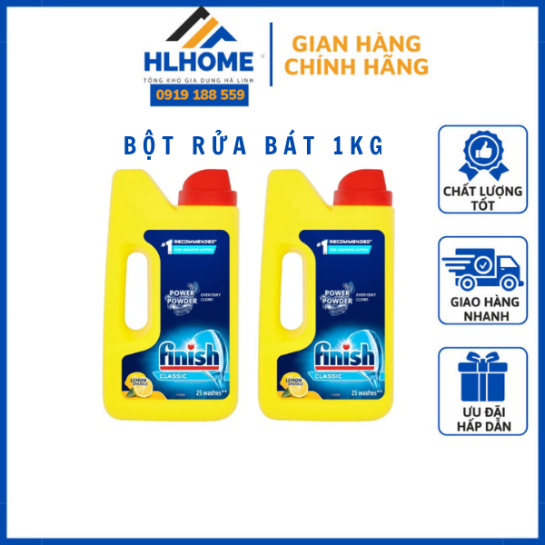 Bột Rửa Chén Bát Hương Chanh Finish Classic (Chai 1 kg)