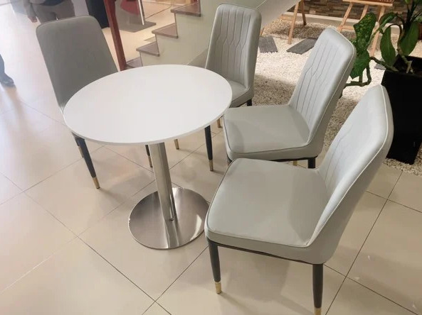 Bàn tròn chân trụ inox