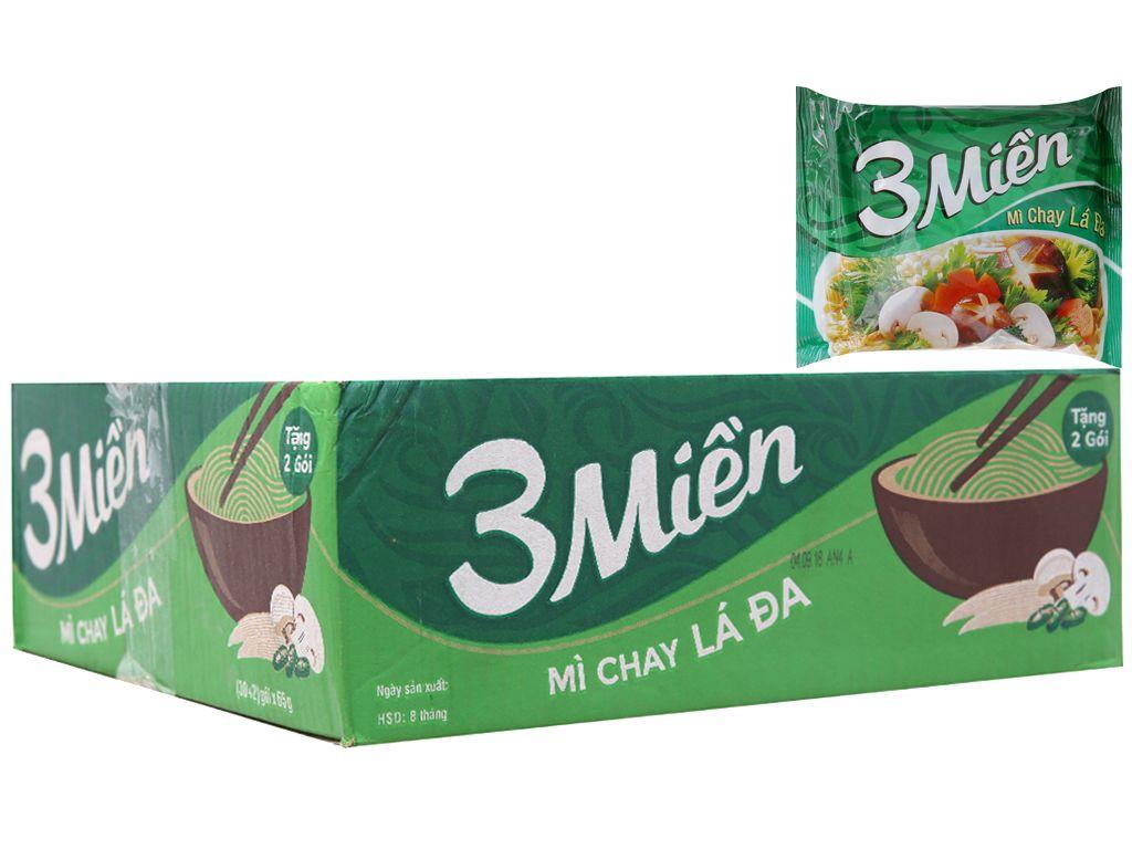 Thùng mì 3 Miền chay lá đa 65g x 30 gói