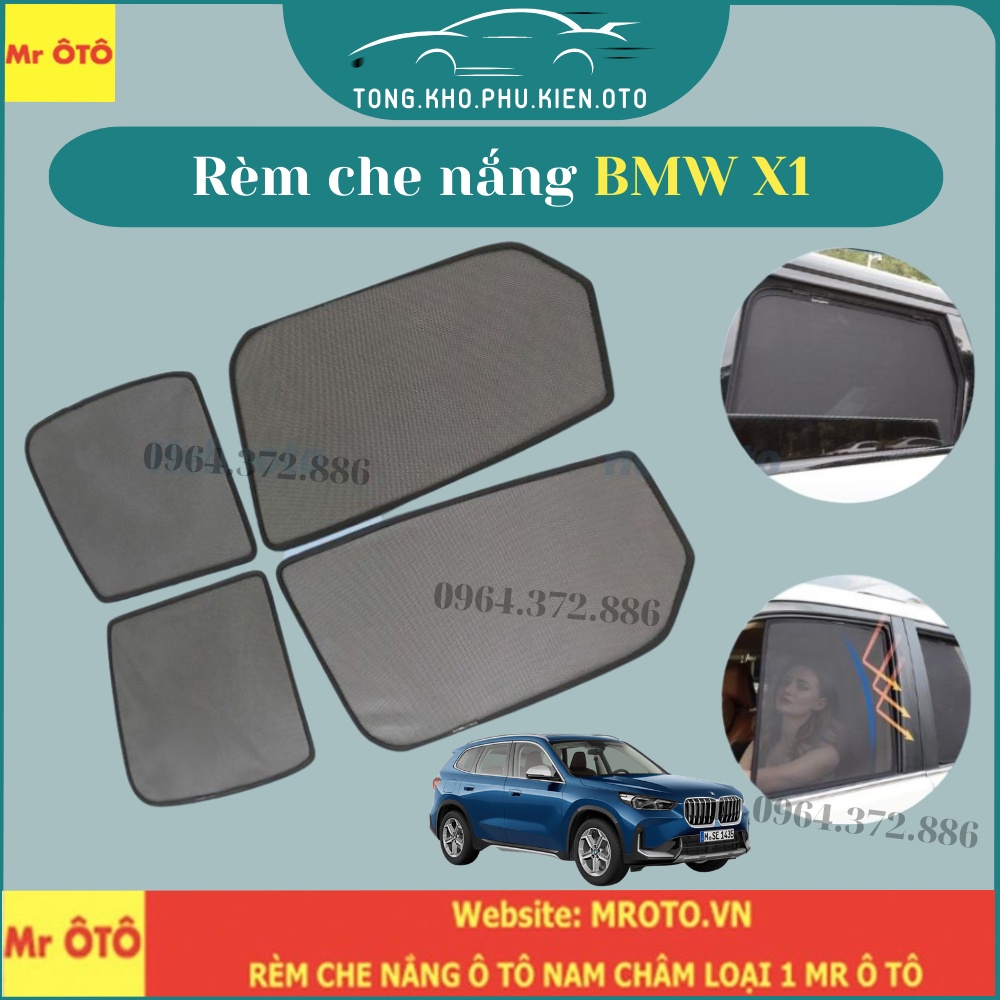 Rèm Che Nắng Xe BMW X1- Hàng Loại 1 Mr Ô Tô, vải dày, chống nắng tốt, dễ lắp đặt, vừa khít - Đế nhựa/ Có hít nam châm