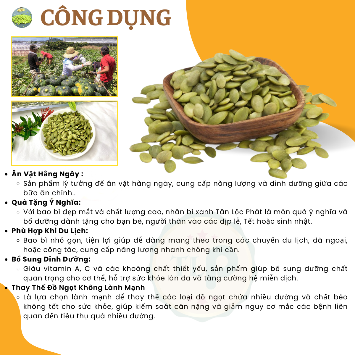 NHÂN HẠT BÍ XANH RANG TỎI ỚT TÂN LỘC PHÁT HŨ 500G