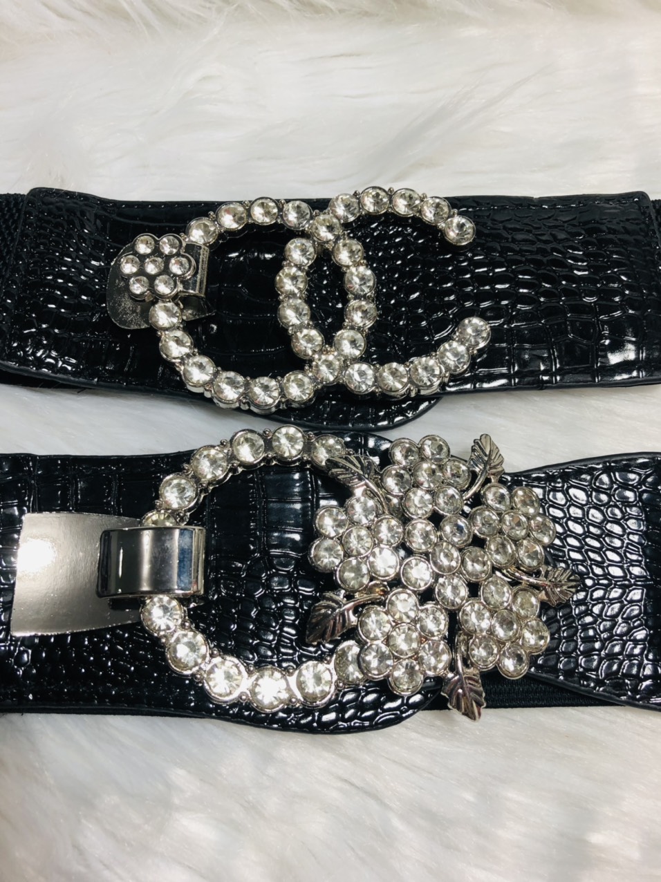[HCM]MS383 Thắt lưng bản 6cm. Mặt hoa đá đính đá