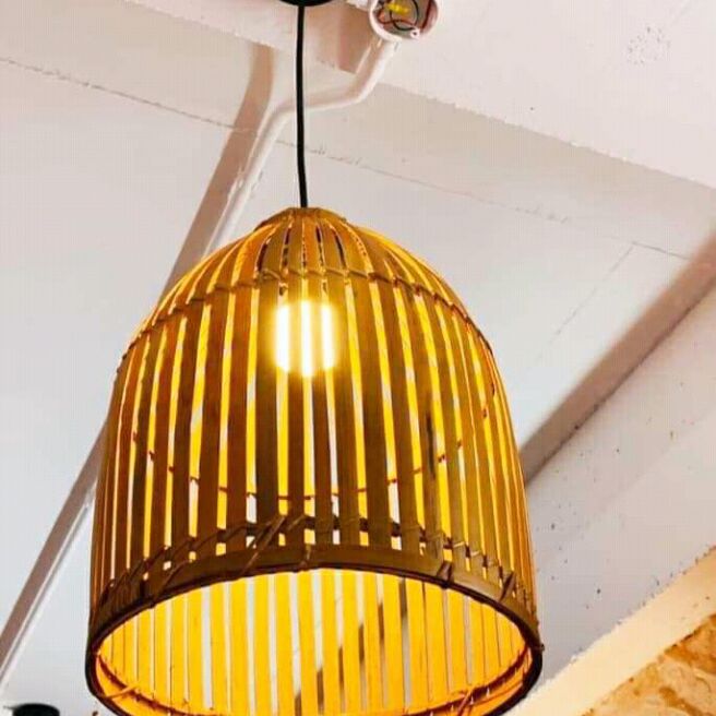 Đèn mây tre nan hình nơm khum 25*33cm