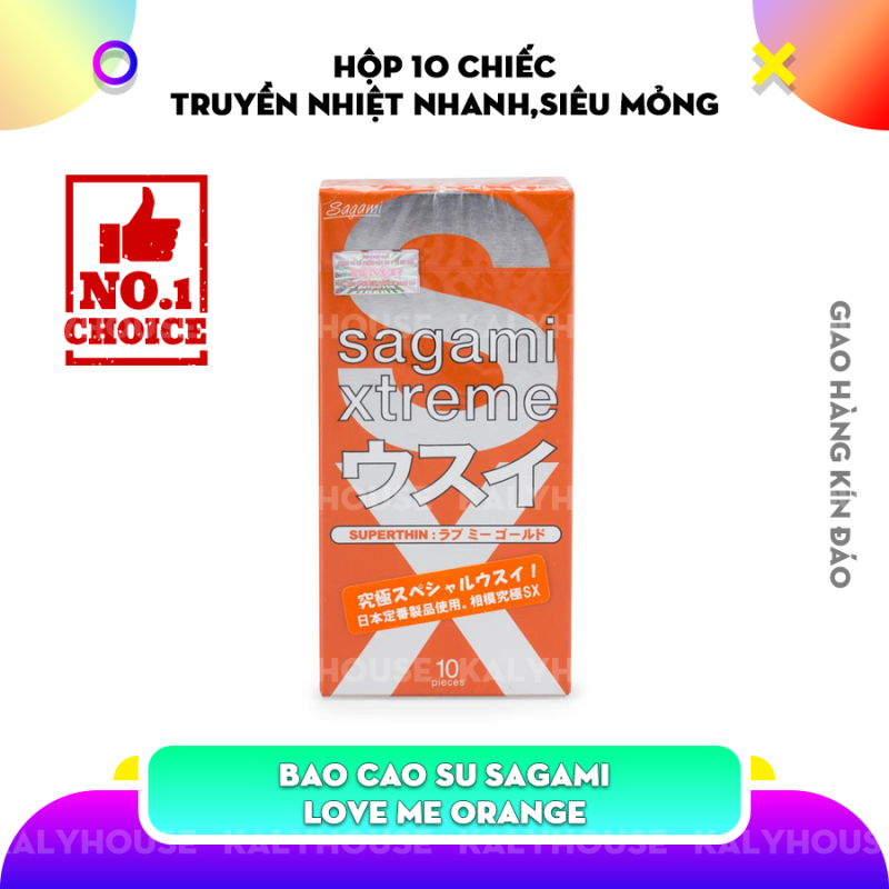 Bao cao su Cao Cấp Sagami Love Me Orange co giãn,siêu mỏng , Kéo dài thời gian ( hộp 10 cái ) từ Kalyhouse
