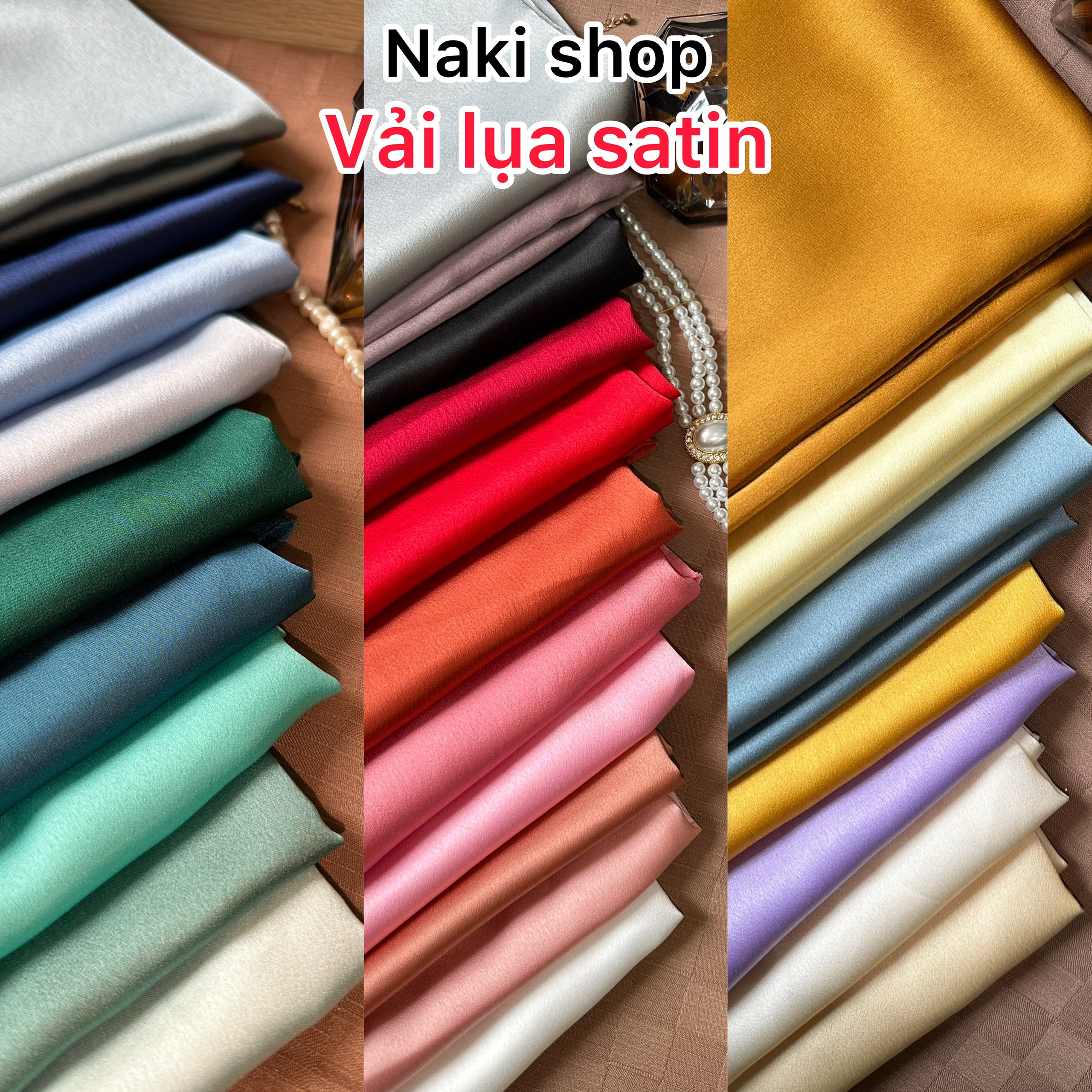 [Naki Fabric] High Quality Stretchy and Soft Silk Satin Fabric, 1.5m Size