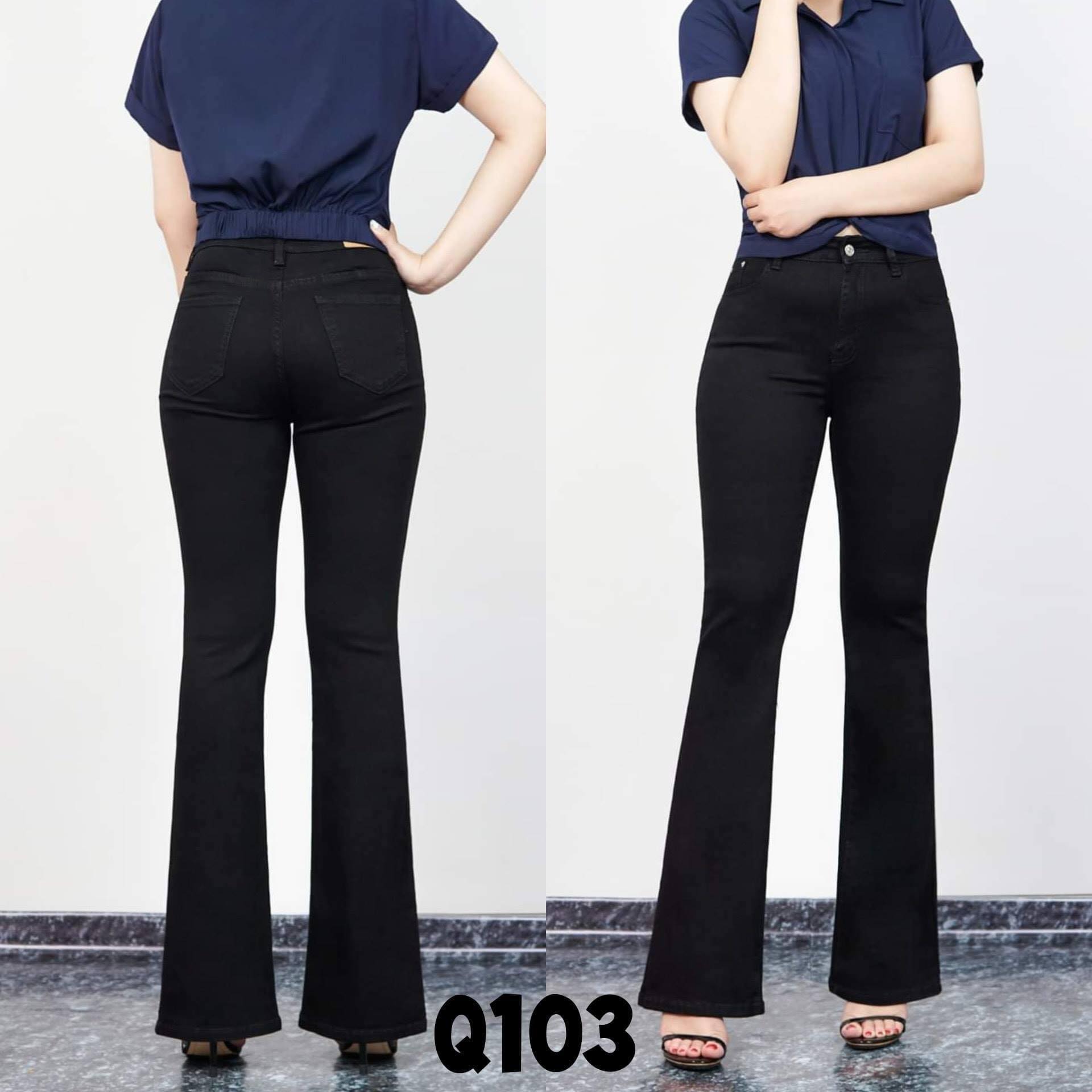 [HCM]Quần jeans kaki nữ ống loe cao cấp màu đen và trắng Đẹp Store 257