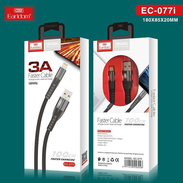 Cáp sạc dù Earldom EC-077 , cáp sạc nhanh 3A (Lightning /Micro /TypeC)
