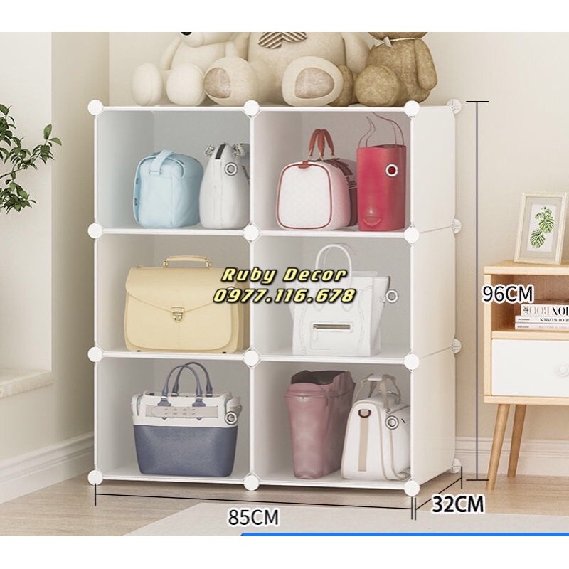 Tủ nhựa ghép đa năng - tủ đựng túi xách 6 ngăn