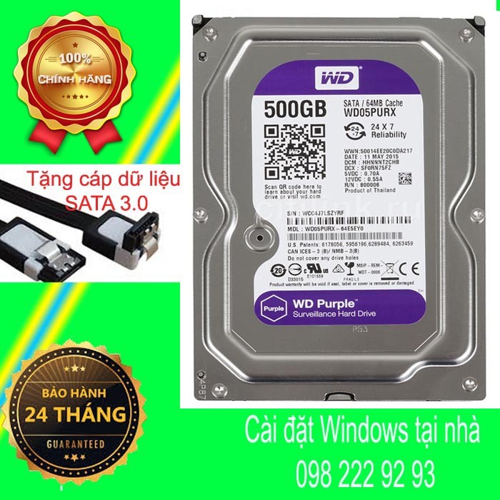 HDD 500GB chuyên camera bảo hành 24 tháng