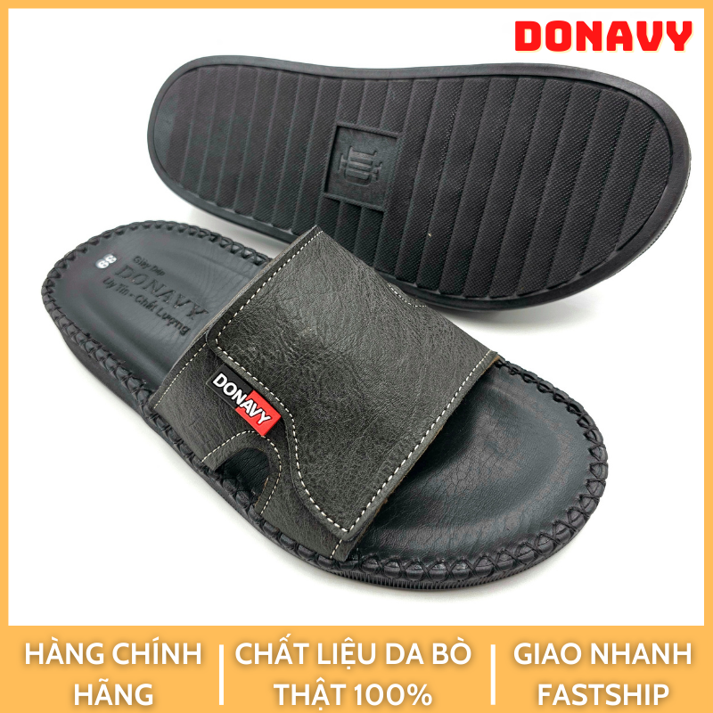 Dép Quai Ngang Da Cao Cấp DONAVY, Thiết Kế Cực Kỳ Trẻ Trung, Có Size Lớn 45  D.V68