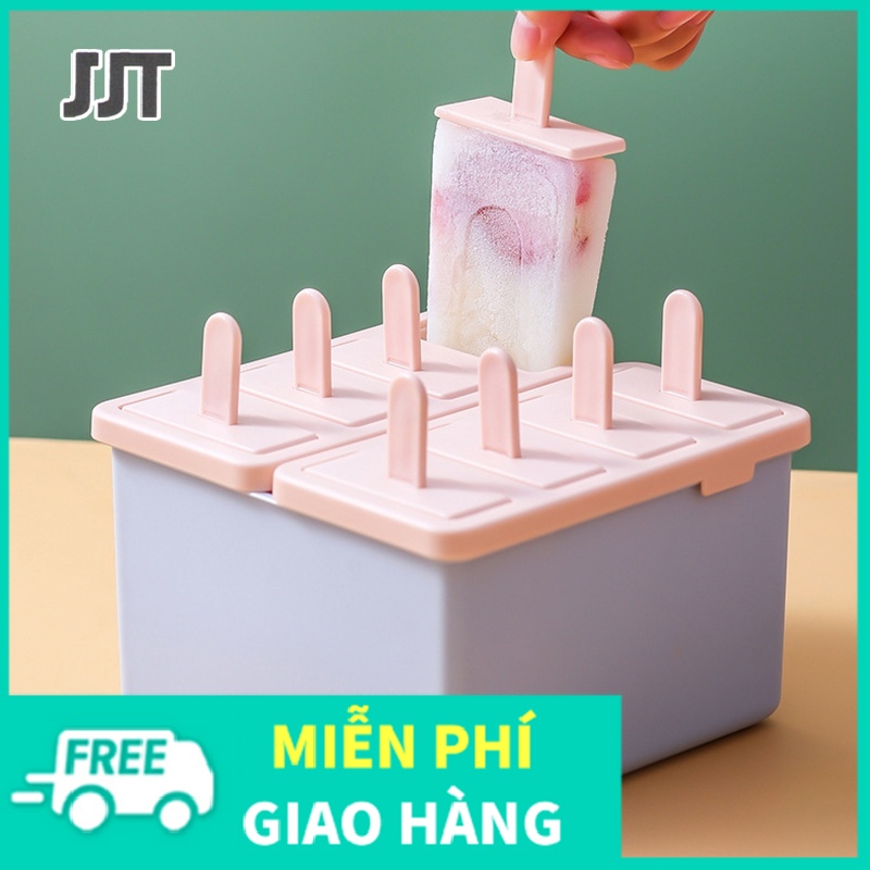 Ice tray Ice maker, ice tray, ice tray, silicone rubber tray for making ice, jelly, pudding, easy to unpack ice, comes with a lid. Home Refrigerator Homemade Ice Cream Ice Cream Stick Creative 8 Cavity Pudding Popsicle Mold