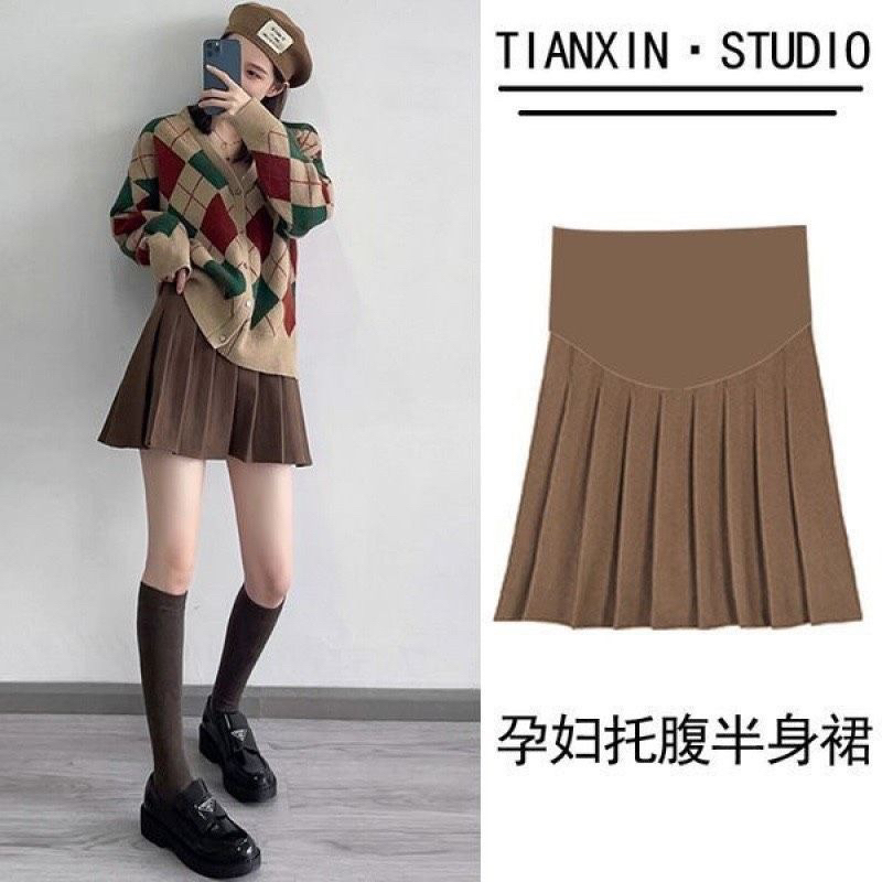 Chân váy bầu xếp ly Chất Umi Hàn cao cấp