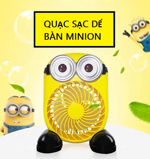 Fan Desktop Charger figure minion cyx-8736 charge on 2 mode-Quat SAC Dien-fan mini-fan table-Quat board Hoc-fan travel-desktop fan-shaped animal-fan Minion