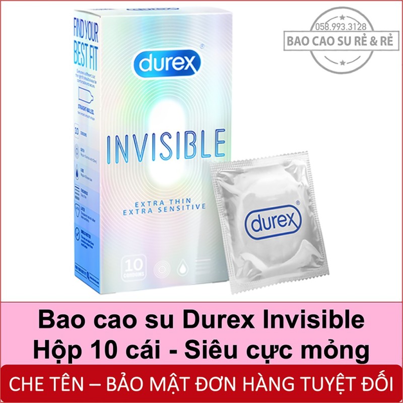 Bao Cao Su Durex Invisible Siêu Cực Mỏng Hộp 10 Cái nhập khẩu