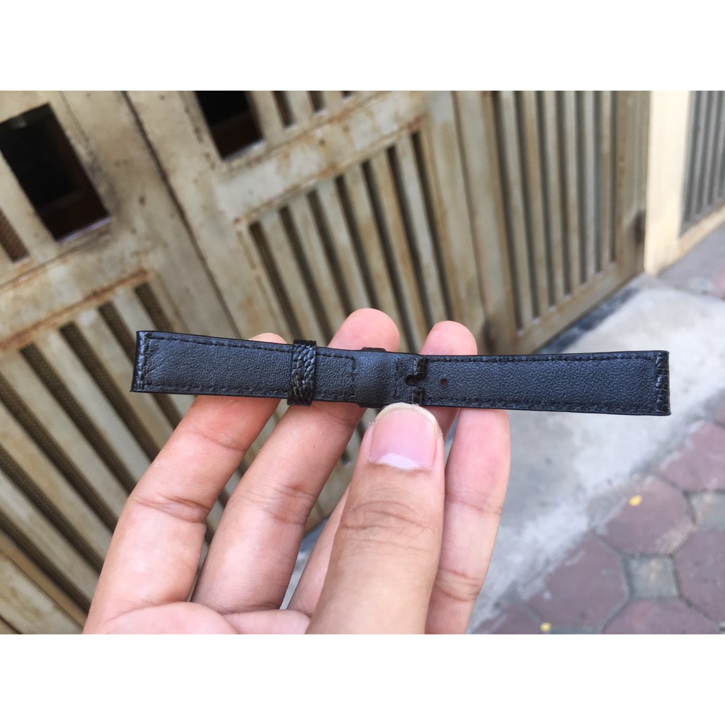 Dây Đồng Hồ Da Đà Điểu Nữ Màu Đen (Trong lót da bò) Đủ Size