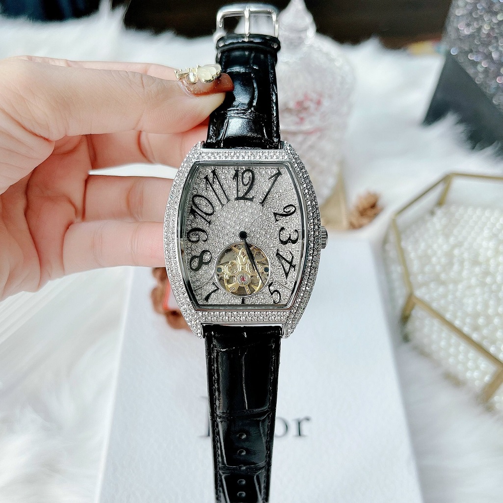 Đồng Hồ Davena Nam Automatic D31681 Dây Da Đen Silver 39x52mm Authentic