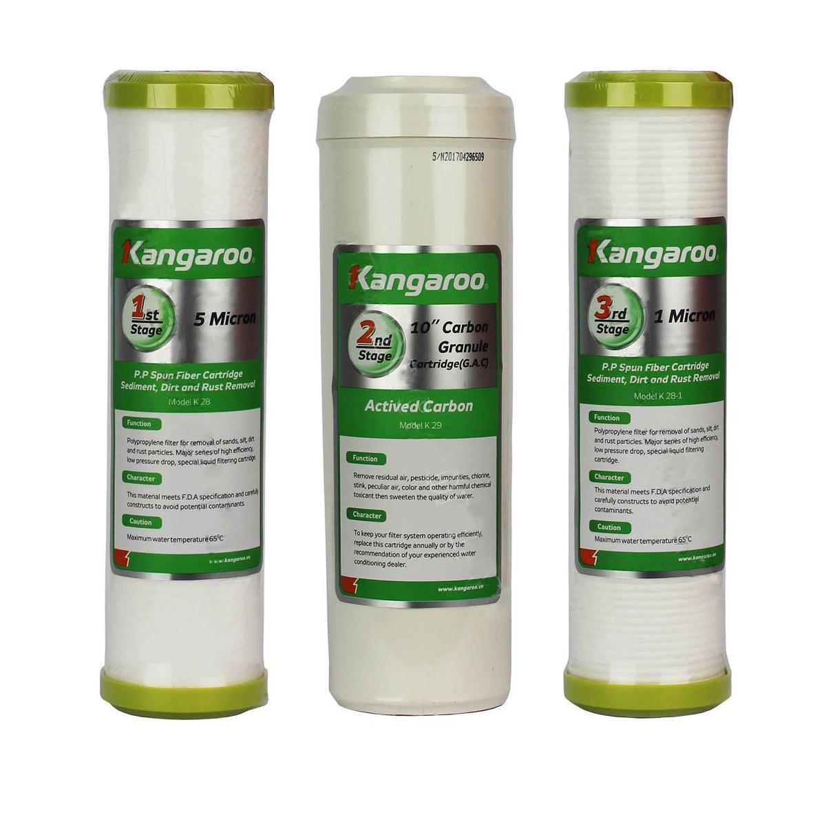 Bộ lõi lọc nước Kangaroo số 1, 2, 3 - Phụ kiện máy lọc nước Kangaroo