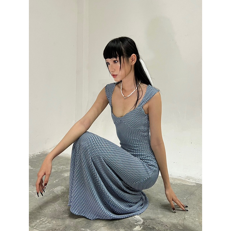 EIN.OFFICIAL - Đầm caro cột nơ