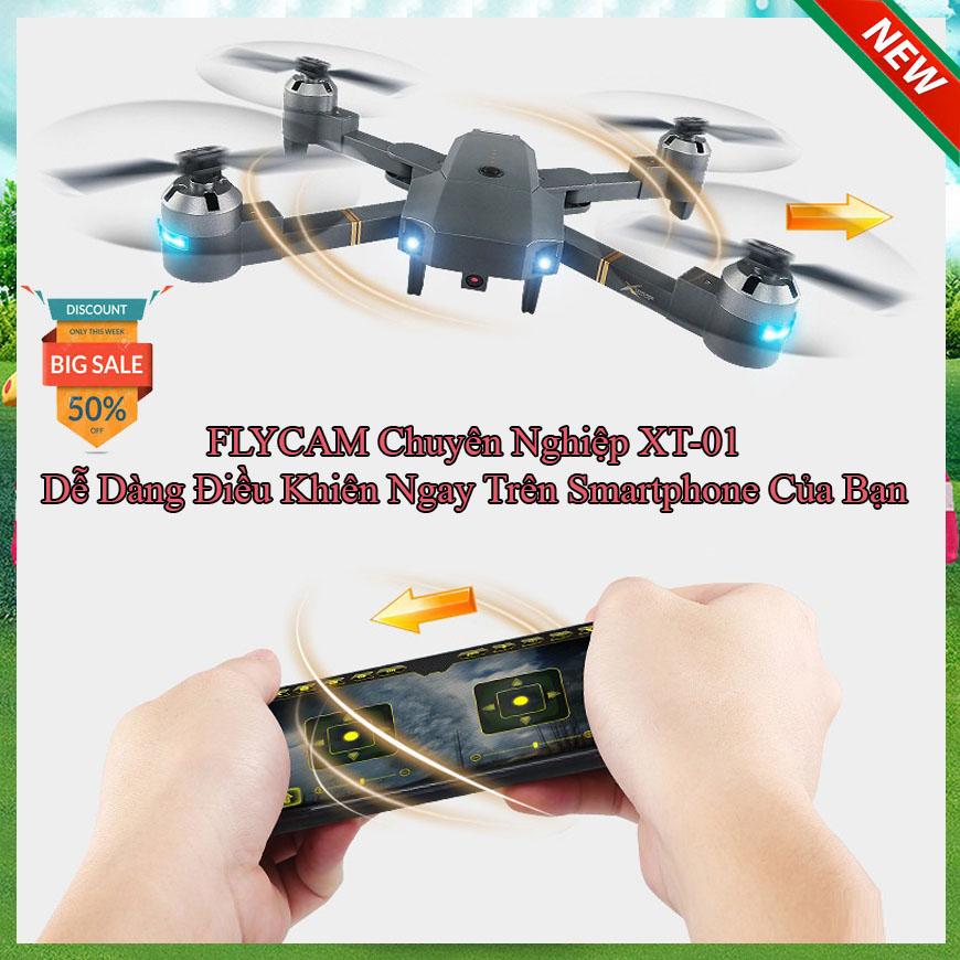 Flycam Tự Bay Theo Người,Máy bay điều khiển và phụ kiện,Máy Bay Điều Khiển Từ Xa Flycam XT1 kết nối Wifi quay phim chụp ảnh Full HD 720P Truyền Hình Trực Tiếp về smartphone Nhào Lộn 360 Độ(GIẢM-50%)