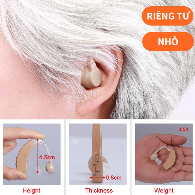 Máy Trợ Thính không dây Máy Trợ Thính Cấp Chỉnh Âm Thanh Kèm Pin COD
