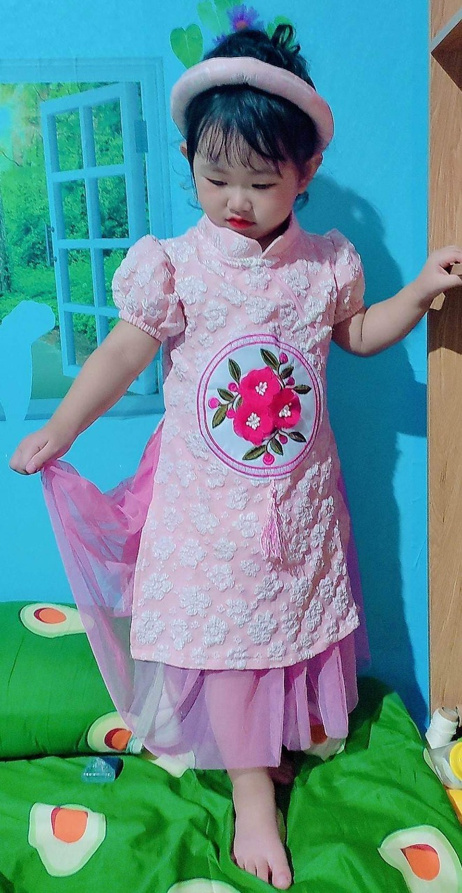 Set áo dài kèm mấn xinh xỉu cho bé cưng🌸🌸🌸🌸