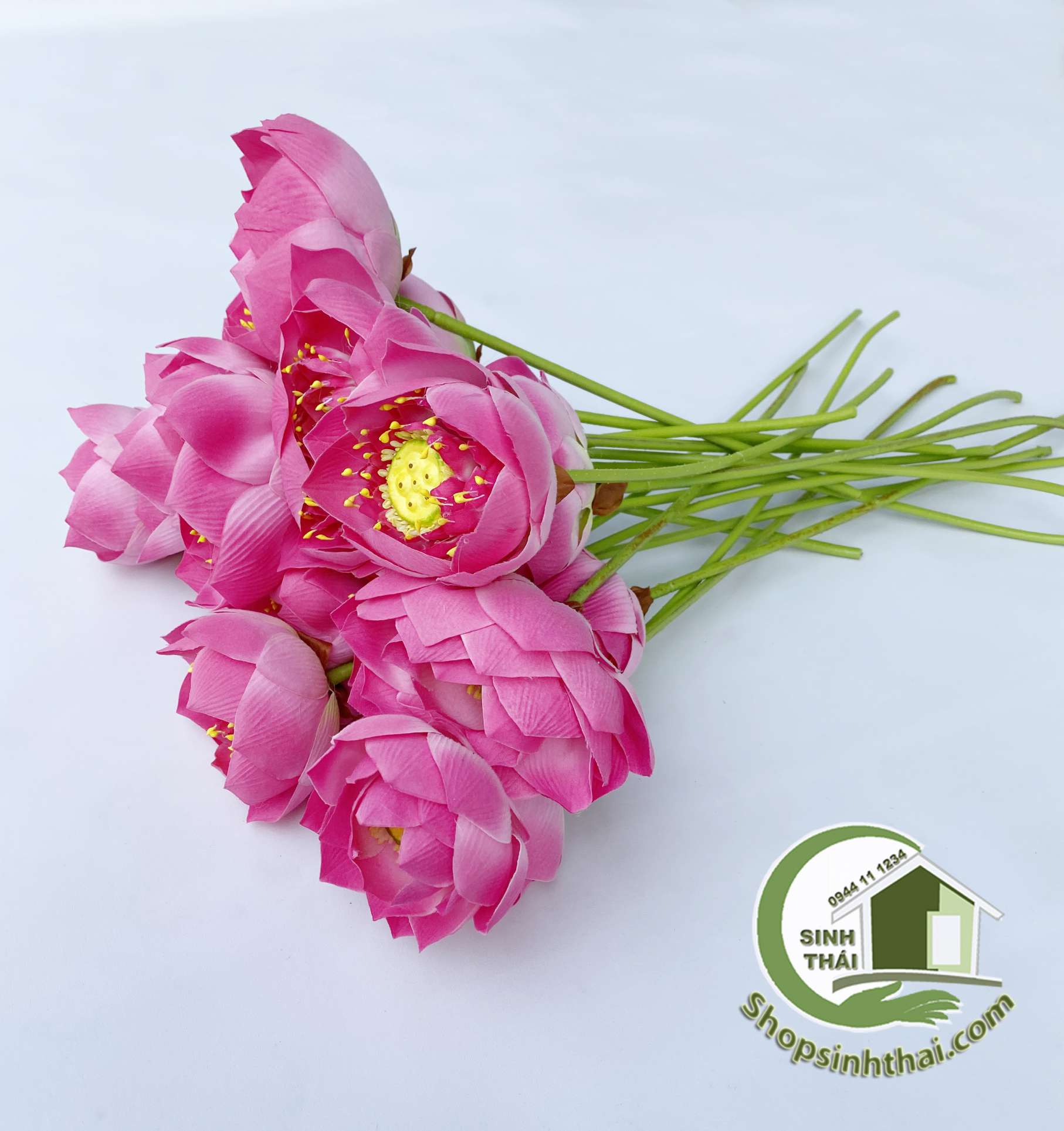 [HCM]Cành hoa sen bông nở - sen vải lụa Thái Lan cao cấp