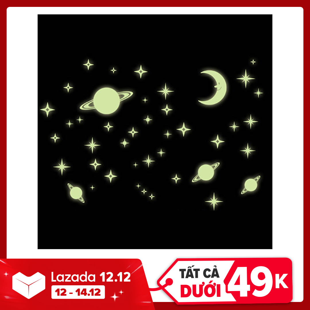 Creative Night Dark Luminous Space Planets Pattern Wall Stickers Bedroom Decor