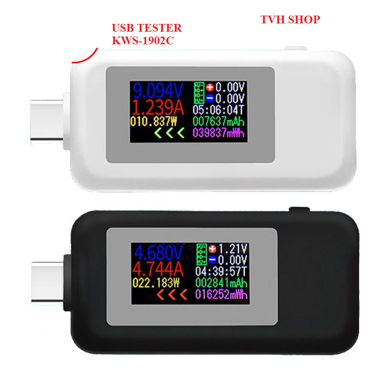 USB tester kiểm tra dòng và áp 2 chiều cổng type-c KWS - 1902C