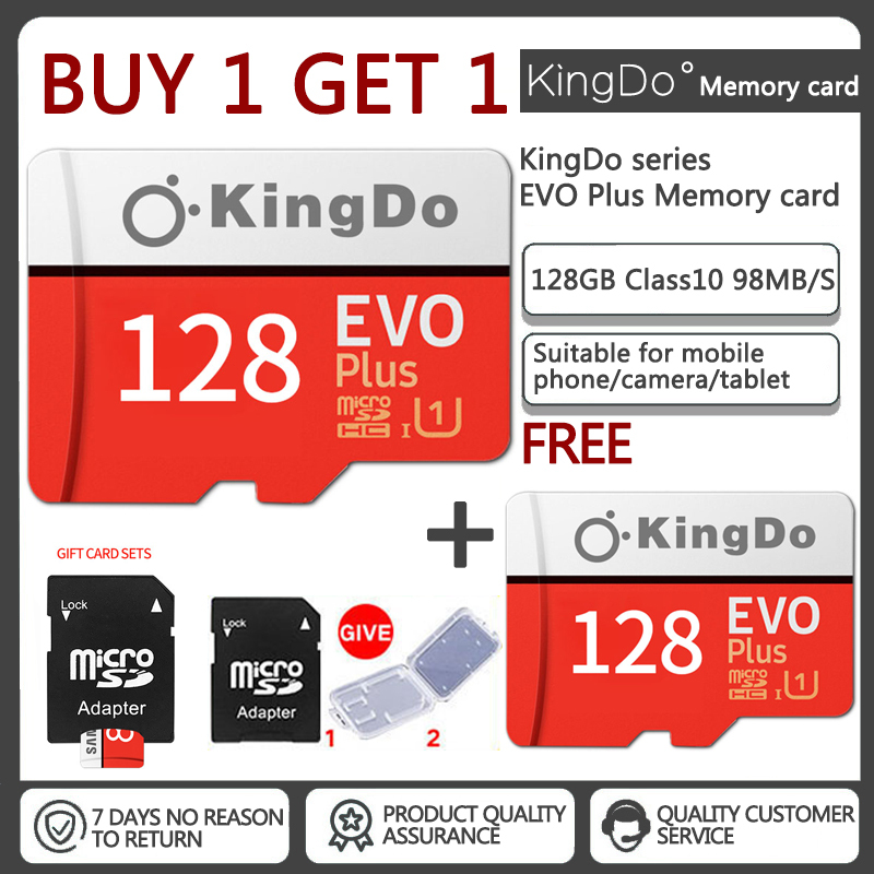 Mua 1 tặng 1 Thẻ nhớ Micro SDXC Kingdo Evo Plus 128GB UHS-I U3 4K (100 Mb/s)+ Adapter samsung xiaomi vivo oppo huawei