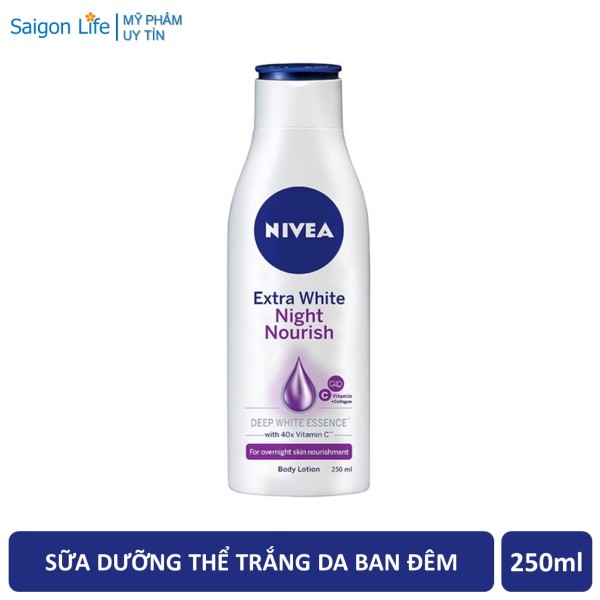 Sữa Dưỡng Thể Dưỡng Trắng Da Ban Đêm Nivea Extra White Night Nourish Body Lotion 250ml - Tím