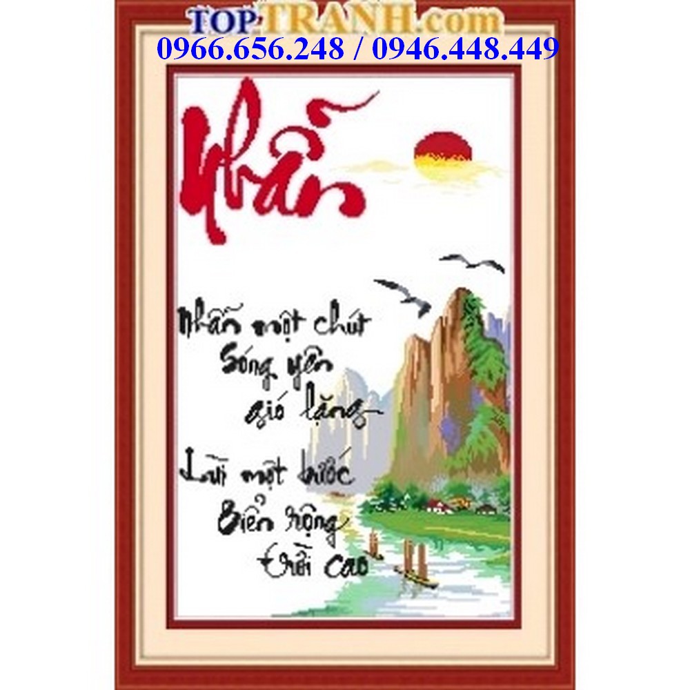 Tranh thêu chữ thập chữ Nhẫn 222420 chưa thêu