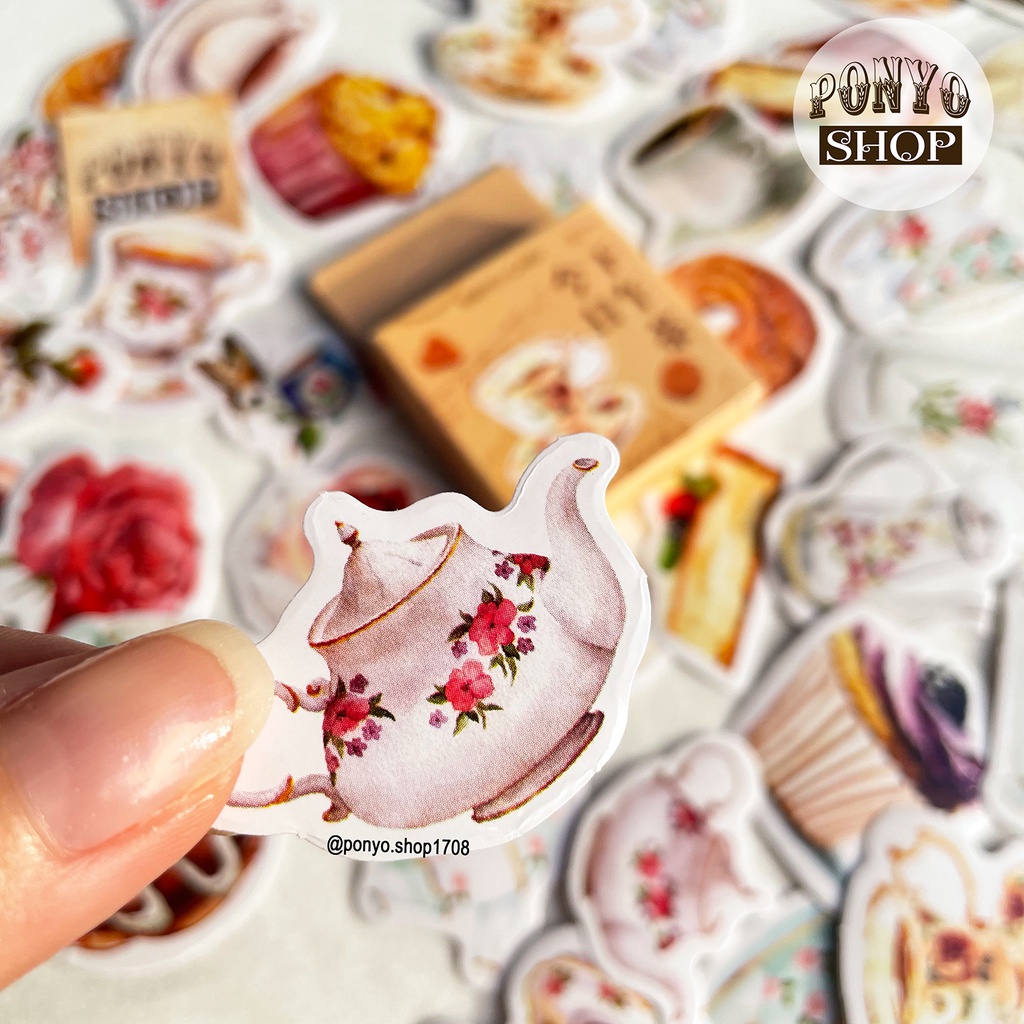 ☕️ Hộp 46 sticker nhãn dán Break Time (Love Coffee) trang trí Scrapbook