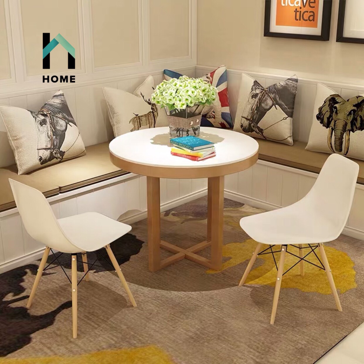 GHẾ EAMES Chân Gỗ Đan Thép (Ghế làm việc, quán cafe, phòng ăn...) Kiểu Hiện Đại Hàn Quốc