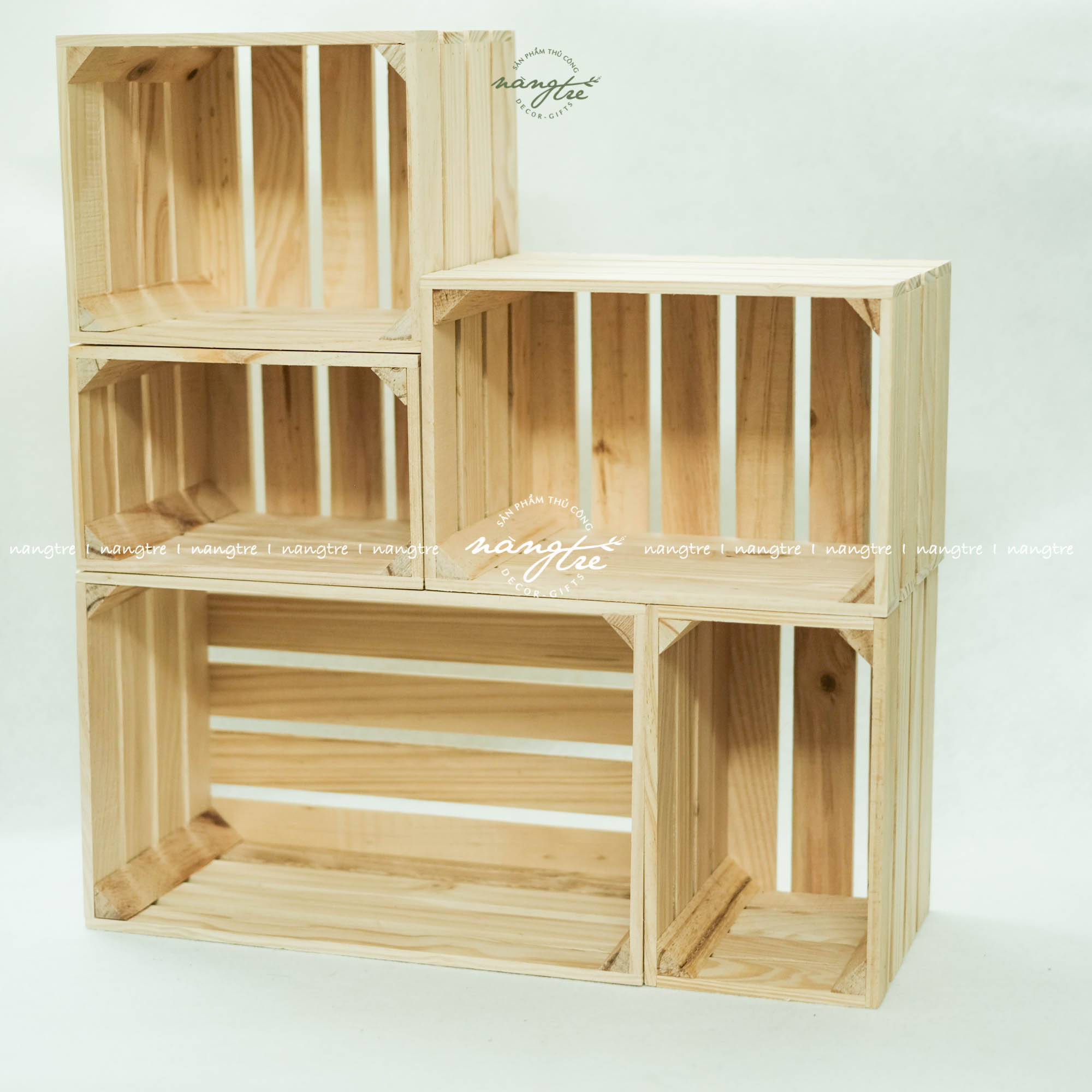 Thùng gỗ pallet chữ nhật, kệ gỗ pallet