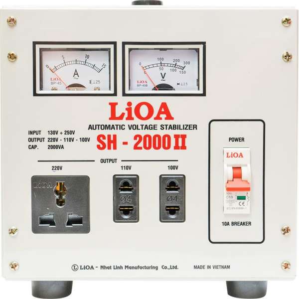 Ổn áp 1 pha LIOA SH-2000 II 2.0kVA điện áp vào 150V(130V) - 250V ( Thế hệ mới 2018 )