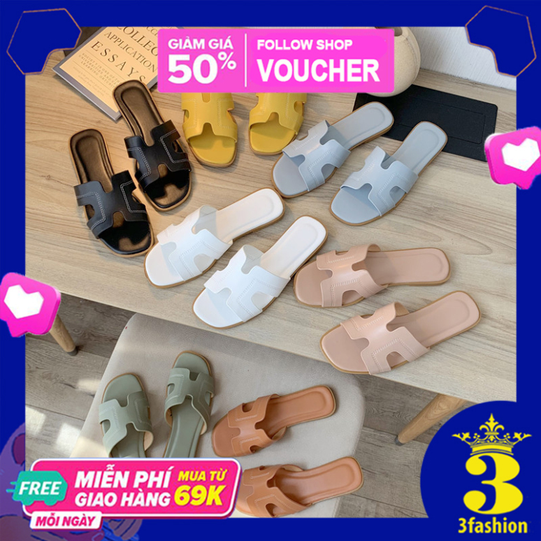 Dép Thời Trang Nữ 3Fashion Da PU Cao Cấp Quai Ngang Chữ H - 2567 giá rẻ