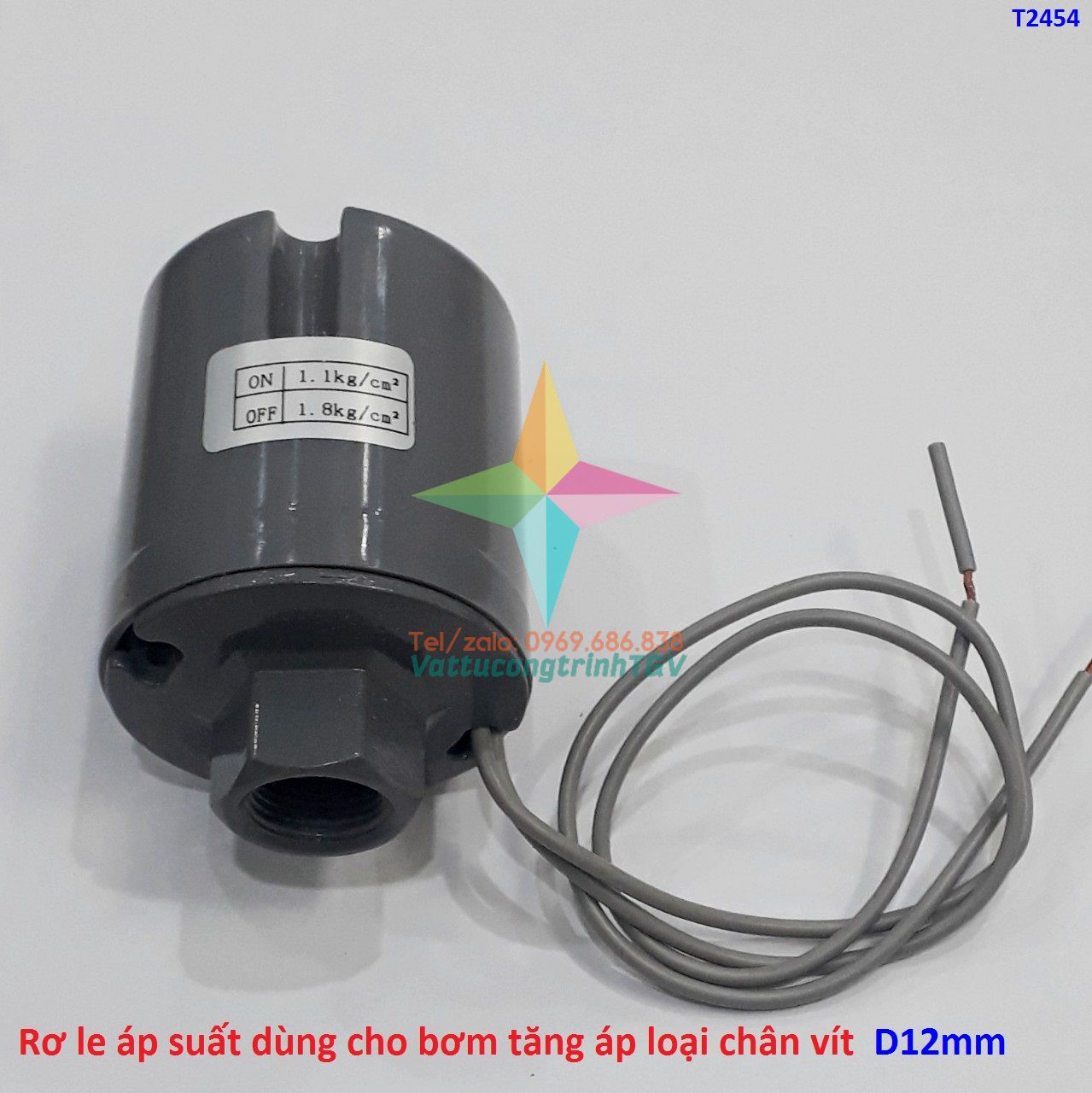 Rơ le áp suất dùng cho bơm tăng áp loại chân vít nhỏ D12mm