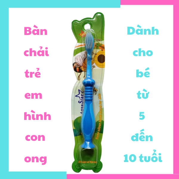 Bàn chải đánh răng cho bé bàn chải đánh răng trẻ em AquaStar bàn chải lông mềm hình con ong có đế hít công nghệ Hàn Quốc