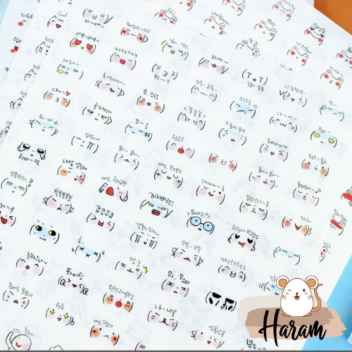 Set 336 Sticker Cảm Xúc Biểu Cảm Phong cách Hàn Quốc