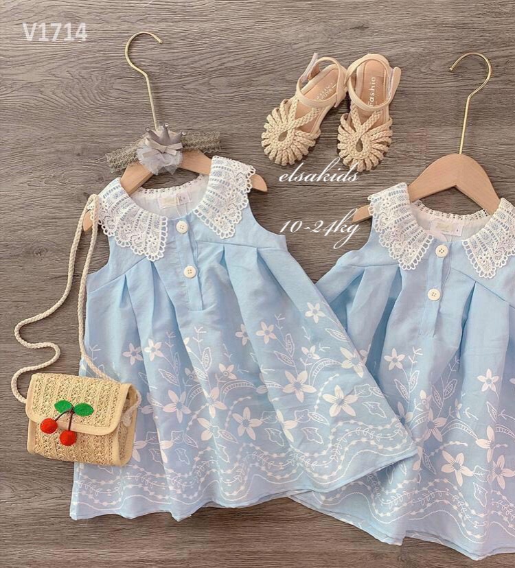 Váy bé gái sóng xanh cực xinh