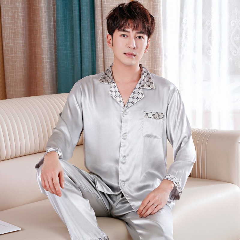 NG1908 Bộ pyjama nam dài tay chất lụa mềm mại cao cấp hàng nhập